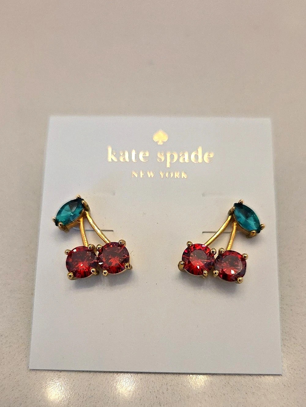 Kate Spade Cherry Dangle Earrings in Red & Green NWT